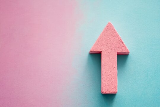 red 3d upside icon with pastel colors background