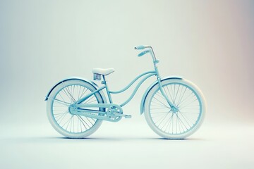 Fototapeta premium light blue bicycle on white background