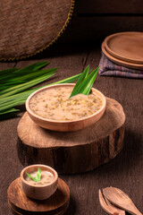 a bowl of green bean soup, traditional Indonesian food