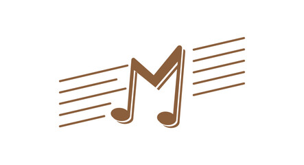 M Music letter logo. Music logo concept with musical notes forms M letter shape. Vector logo, icon, sign and symbol design. 