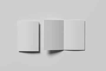 Blank A4 photorealistic brochure mockup on light grey background.