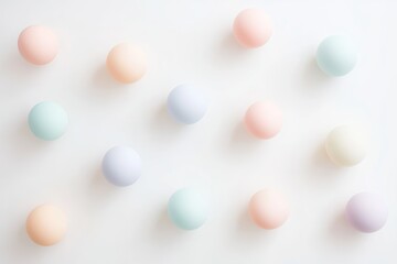 pastel colors round balls on white background