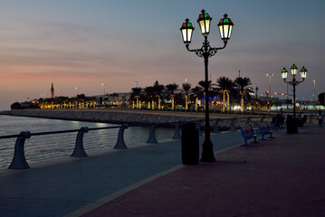 City night view of Abu Dhabi business financial district. United Arab Emirates

