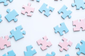 Naklejka premium pastel color puzzles on white background