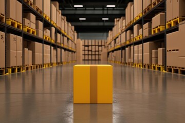 warehousing and storage concept. Warehouse storage area with clear labeling and sorting system, efficient design, 3D illustration