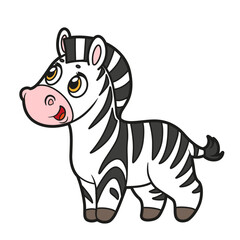 Cute cartoon little zebra color variaton on a white background  for coloring page