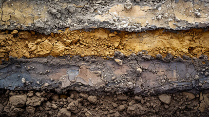 Layers of soil with visible groundwater, presented in high-resolution texture.