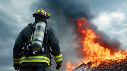 Obraz premium Firefighter preparing vital equipment for high-risk rescue operation