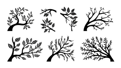 Fototapeta premium Winter tree silhouette collection
