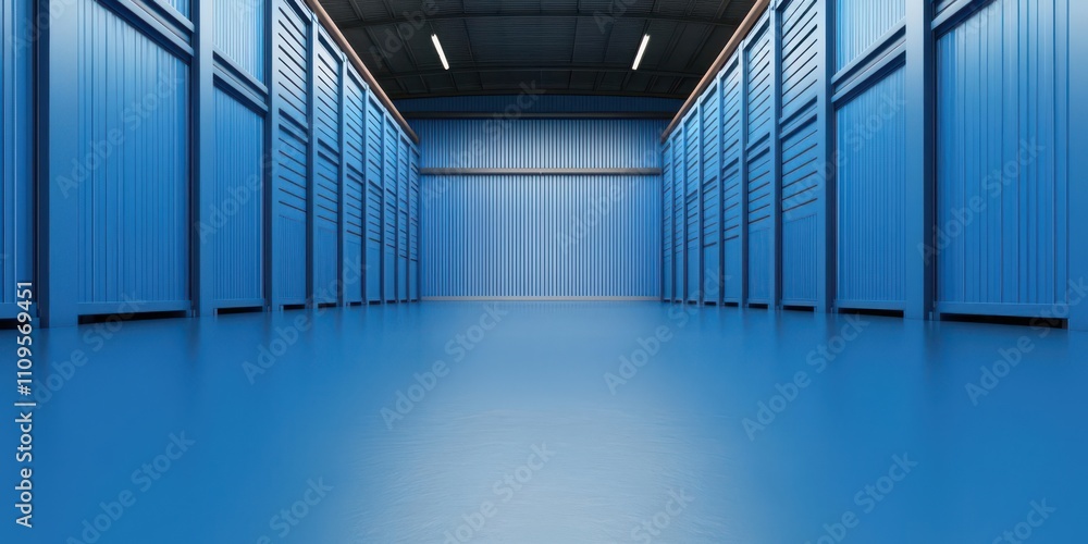 Poster just in time concept. empty storage racks in jit setup, waiting for scheduled deliveries, 3d illustr