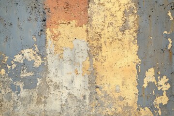 Fototapeta premium Weathered Gray and Gold Textured Wall Background with Rustic Metallic Finish and Distressed Streaks and Stains