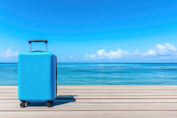 Suitcase Resting on a Secluded Beach in the Sun