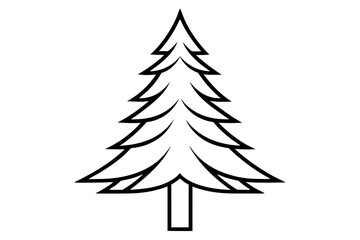 Pine Tree line art vector design white background