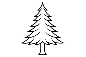 Pine Tree line art vector design white background