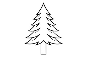 Pine Tree line art vector design white background