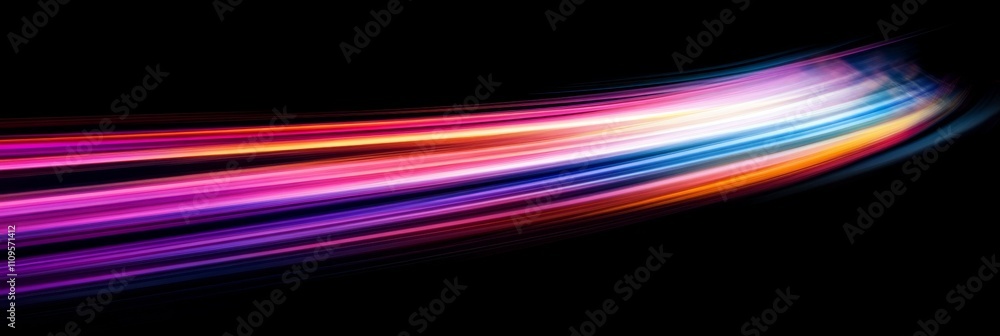 Aufkleber vibrant and dynamic light trails create a mesmerizing effect against a sleek black background. perfe