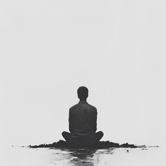 Silhouette minimaliste dans un espace vide et &eacute;pur&eacute;