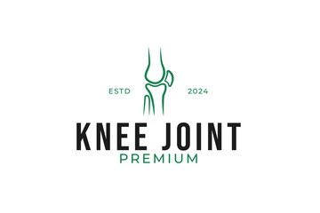 Knee joint bone icon with line style logo design vector concept template illustration