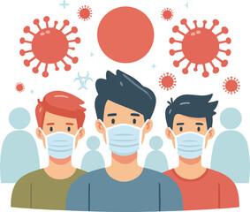 People with medical face mask coronavirus vector image  icon  on a white background
