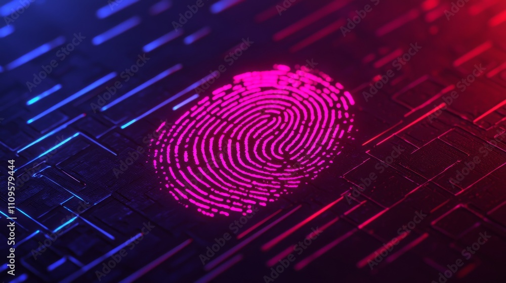 Aufkleber a vibrant, digital fingerprint glows against a backdrop of intricate patterns, symbolizing security 