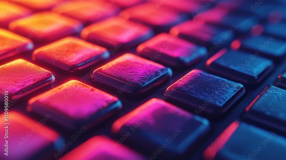Aufkleber a vibrant, close-up view of a keyboard, showcasing colorful keys illuminated by a dynamic gradient o