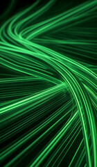 Obraz premium Green glowing data cables transferring information background