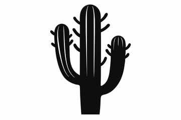 Cactus vector silhouette black design white background