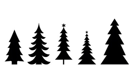winter cristmas tree silhouette on white