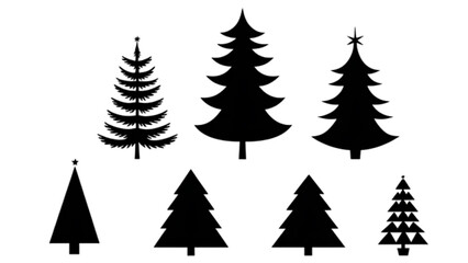 Fototapeta premium winter cristmas tree silhouette on white
