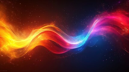 Fototapeta premium Colorful Waves of Light with a Starry Background, Bright Flowing Lines in Orange, Pink, Blue, and Purple Creating a Dynamic and Vibrant Digital Artwork