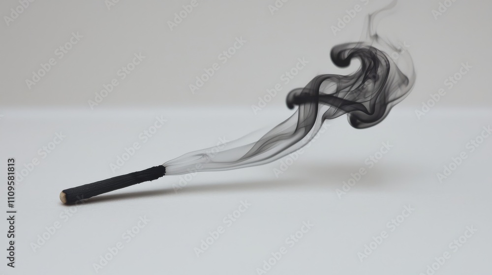 Poster the image features a delicate swirl of smoke, blending white and gray hues, emanating from a black s