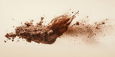 Cocoa Powder Explosion on Dark Background