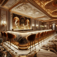 Luxurious bar with marble
