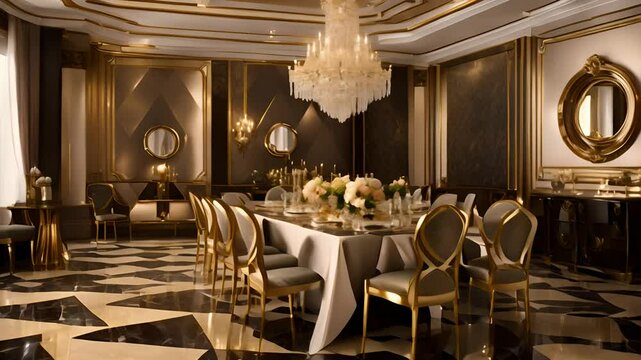 Virtual interior design of a luxury dining room