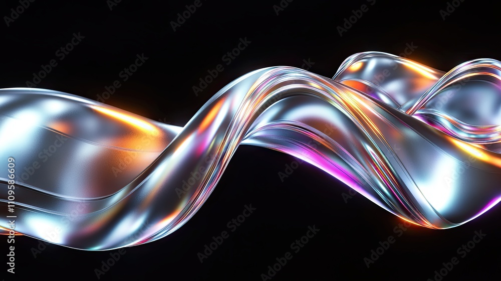 Poster abstract background with colorful glowing waving lines on a dark background, in a futuristic and tec