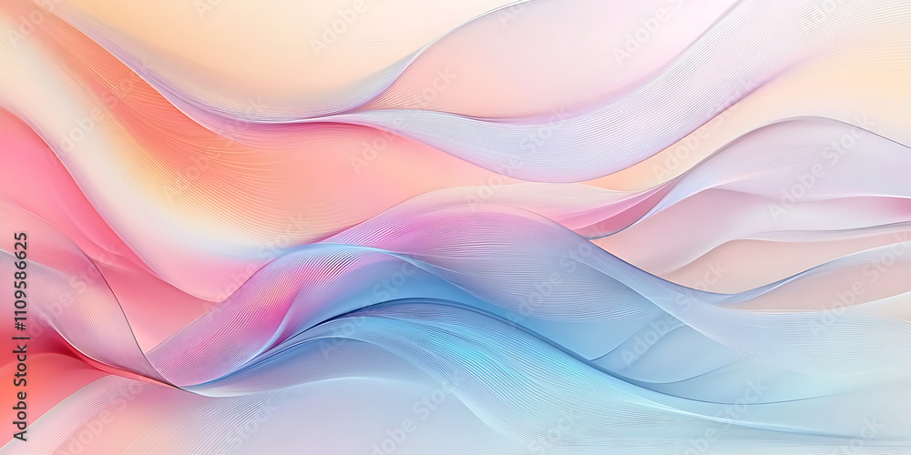 Poster subtle abstract background with soft pastel waves. gradient colors. for designing apps or products, 