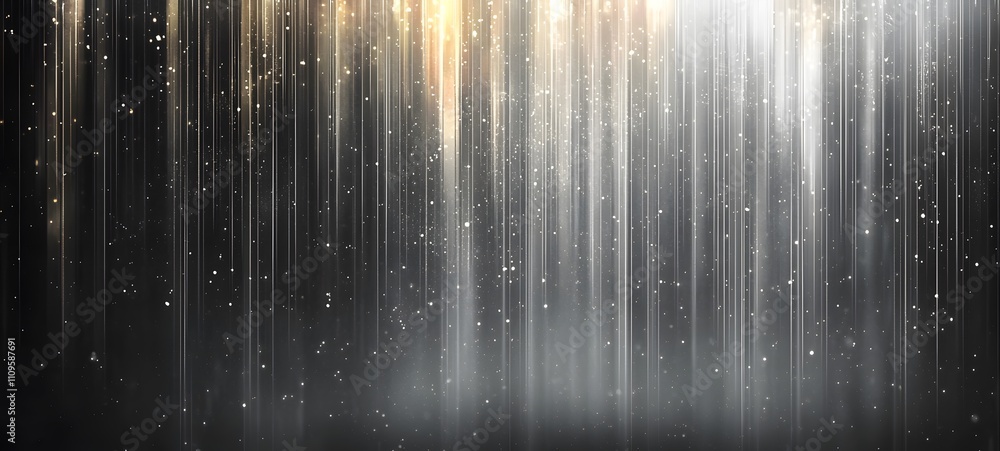 Wall mural vertical streaks of light with sparkling particles against a gradient background from dark to bright
