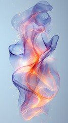 Fototapeta premium Vibrant swirling ribbons of purple, blue, and orange with glowing sparkles, creating an ethereal and energetic abstract composition
