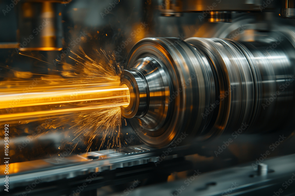 Poster Time-lapse view of a CNC machine operator crafting precision components