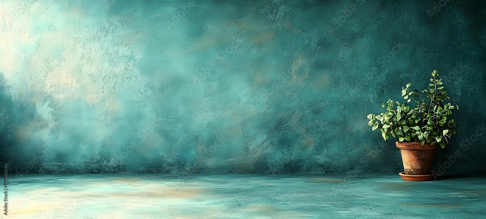 Wall mural rustic teal and green textured wall with vintage cracks and layered golden hues, perfect for antique