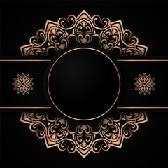 Black background with gold mandala ornaments