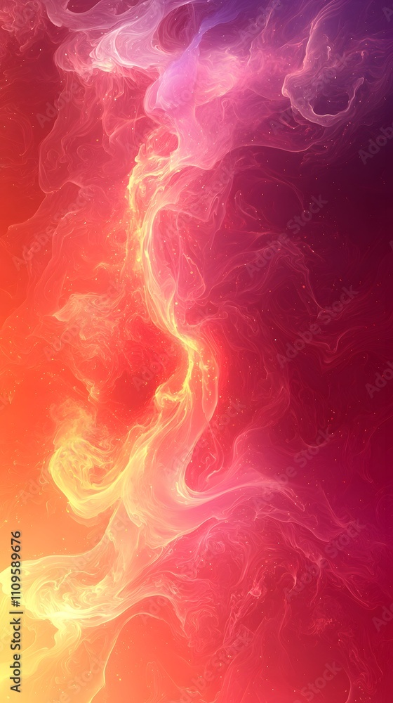 Canvas Prints bright flowing red and orange waves with glittering particles, glowing abstract motion art
