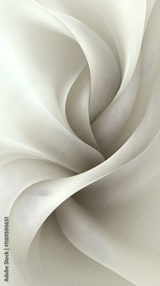 Poster delicate translucent curves in off-white tones forming a soft, flowing abstract pattern