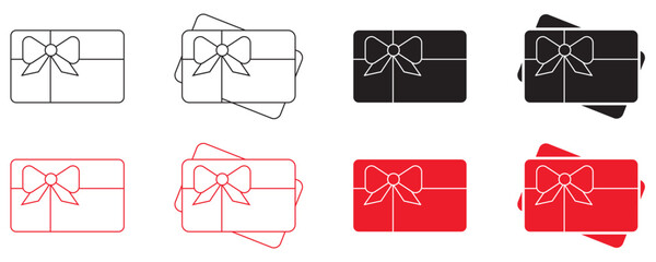 Gift card icon, gift certificate vector set for special presents