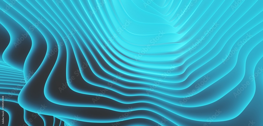 Aufkleber abstract blue background curved pattern in design 3d render