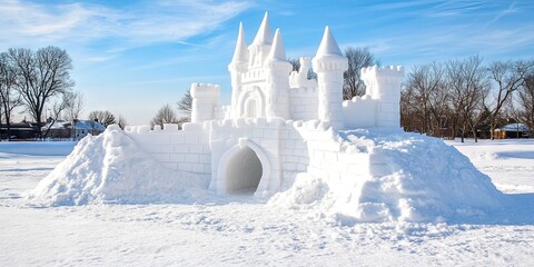 snowcastle made of snow 