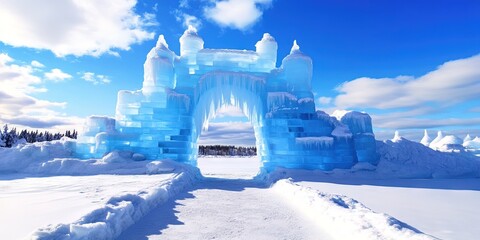 real estate photo of ice castle made of ice 