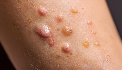 Fototapeta premium Skin with acne close-up. Dermatology health problems