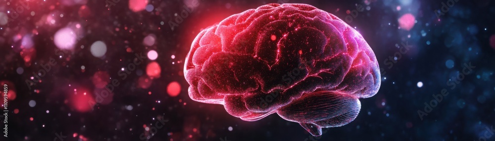 Aufkleber abstract depiction of a glowing human brain in vibrant colors, representing the complexity and intri