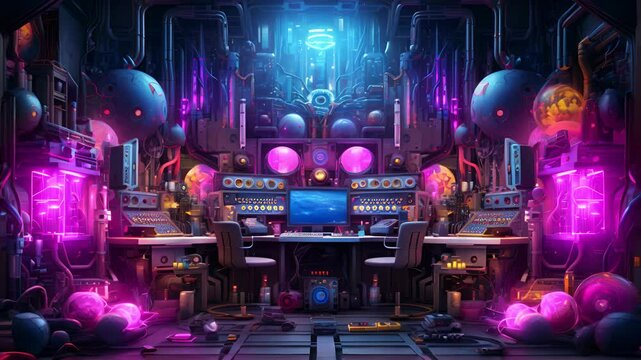 An illustration of a futuristic laboratory